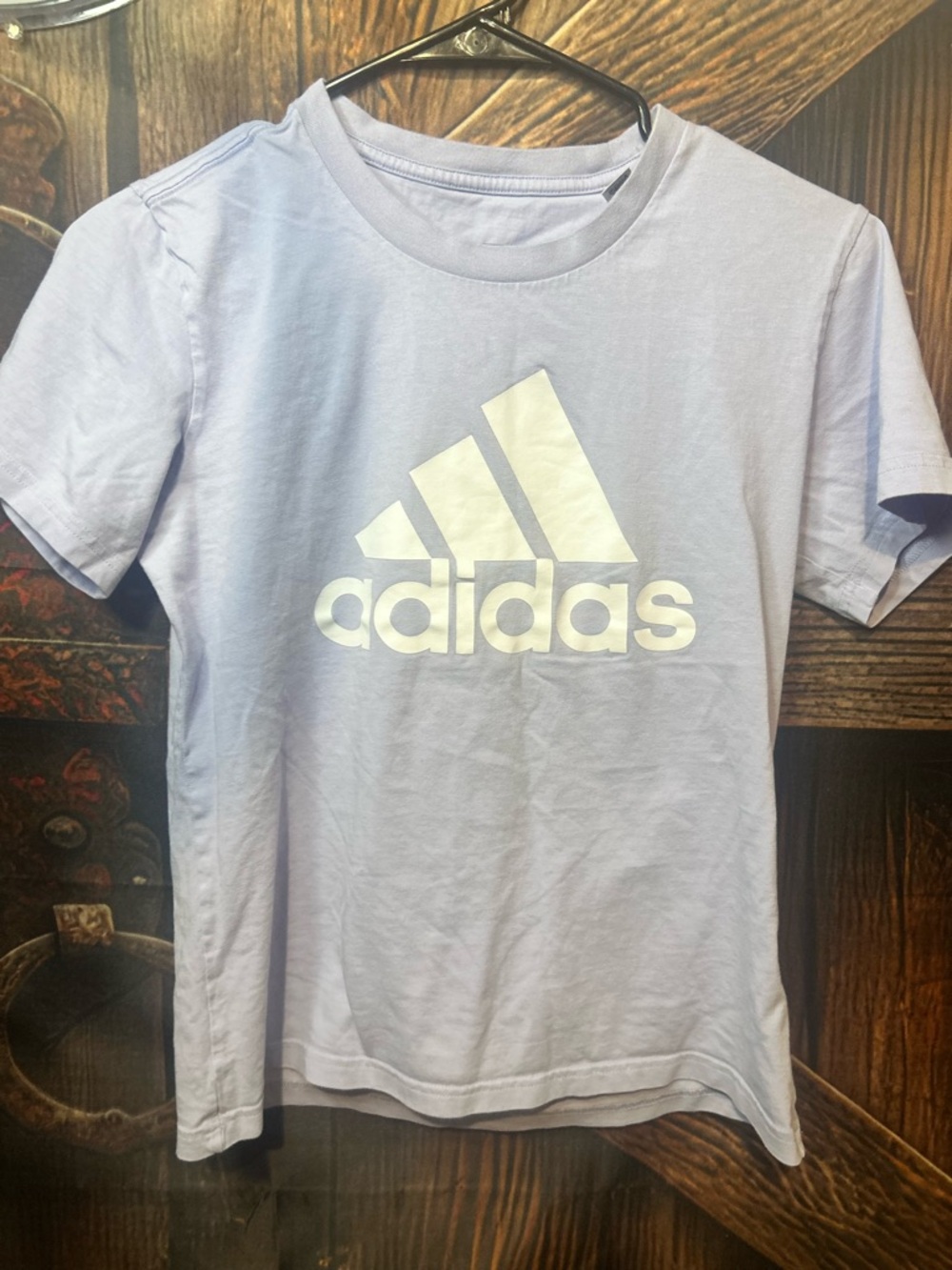 adidas lavender tee with white logo
